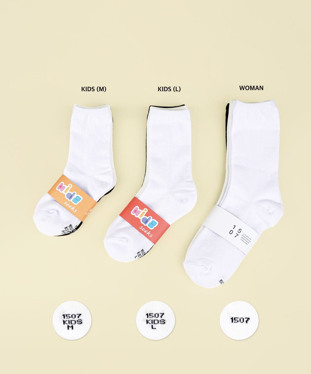 일오공칠(IL-O-GONG-CHIL) [3PACK] 1507 엄마랑 함께 키즈 삭스 - 밀크팩