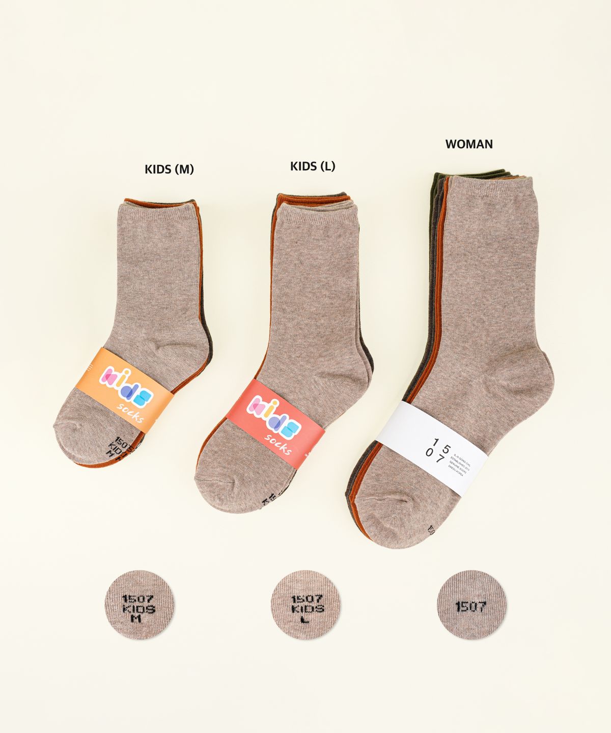 일오공칠(IL-O-GONG-CHIL) [4PACK] 1507 엄마랑 함께 키즈 삭스 - 쿠키팩