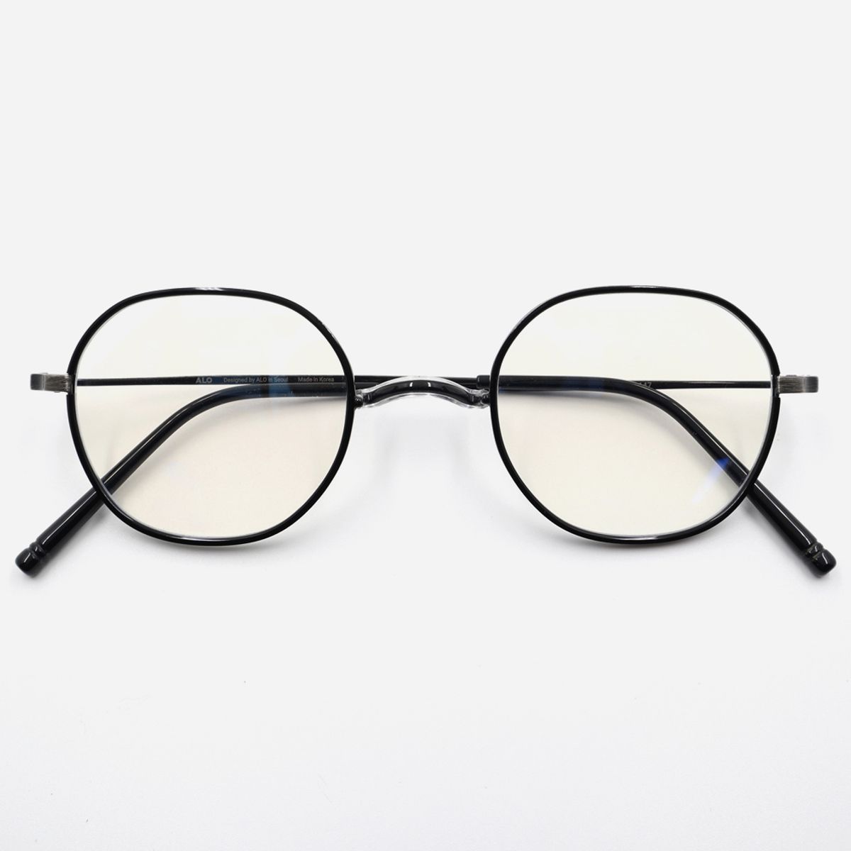 알로아이웨어(ALO EYEWEAR) [Nose Saddle] AL8205 0910M 노즈새들 티타늄 옥타곤 블랙/그레이 안경테