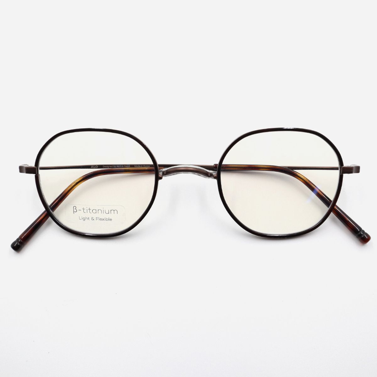 알로아이웨어(ALO EYEWEAR) [Nose Saddle] AL8205 1016M 노즈새들 티타늄 옥타곤 엔틱 브라운 안경테