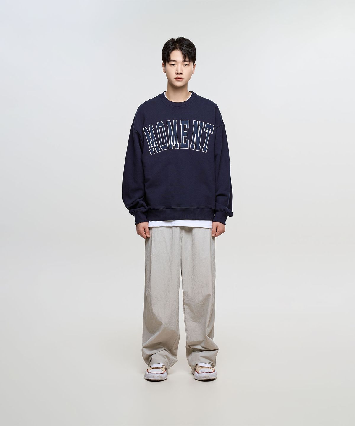 슬로우 레코드 하우스(SLOW RECORD HOUSE) 나일론 원턱 팬츠_라이트그레이
