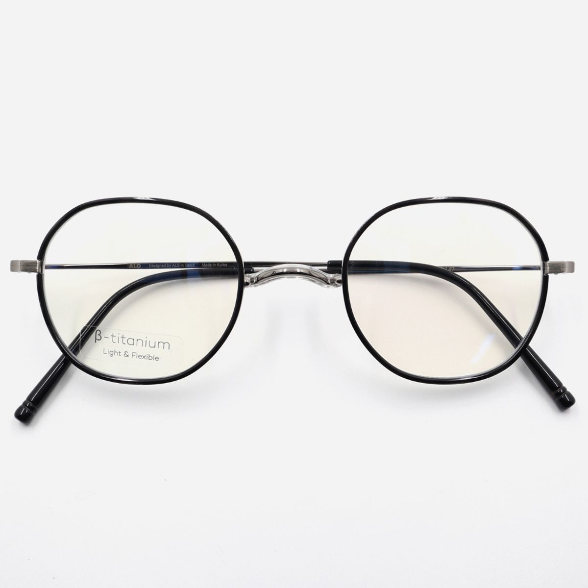 알로아이웨어(ALO EYEWEAR) [Nose Saddle] AL8205 1811M 노즈새들 티타늄 옥타곤 블랙/실버 안경테