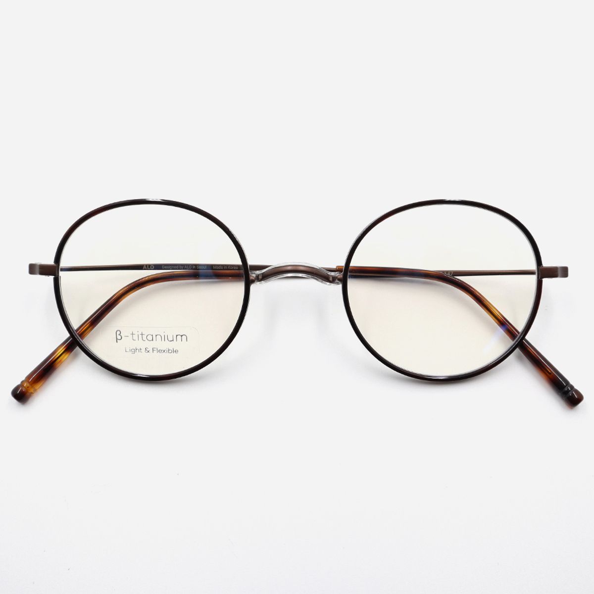 알로아이웨어(ALO EYEWEAR) [Nose Saddle] AL8206 1016M 노즈새들 티타늄 라운드 엔틱 브라운 안경테