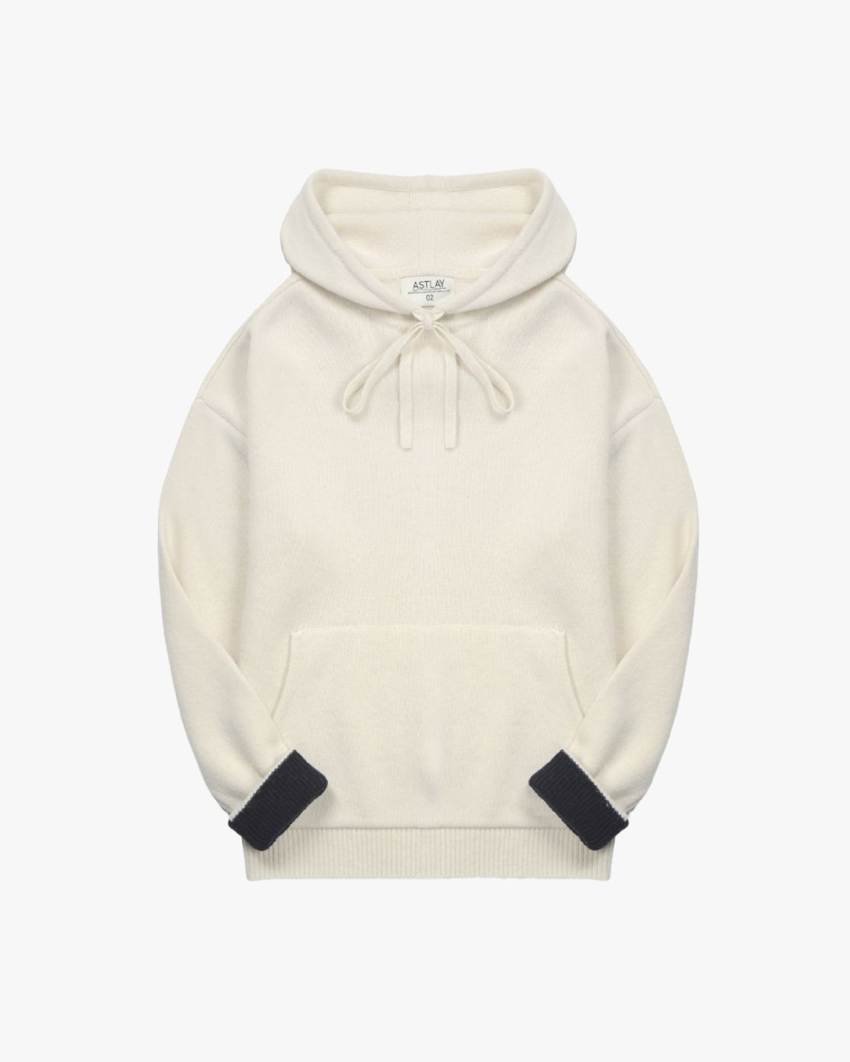 아스트레이(ASTLAY) Lambswool Hood Sweater (Cream/Navy)