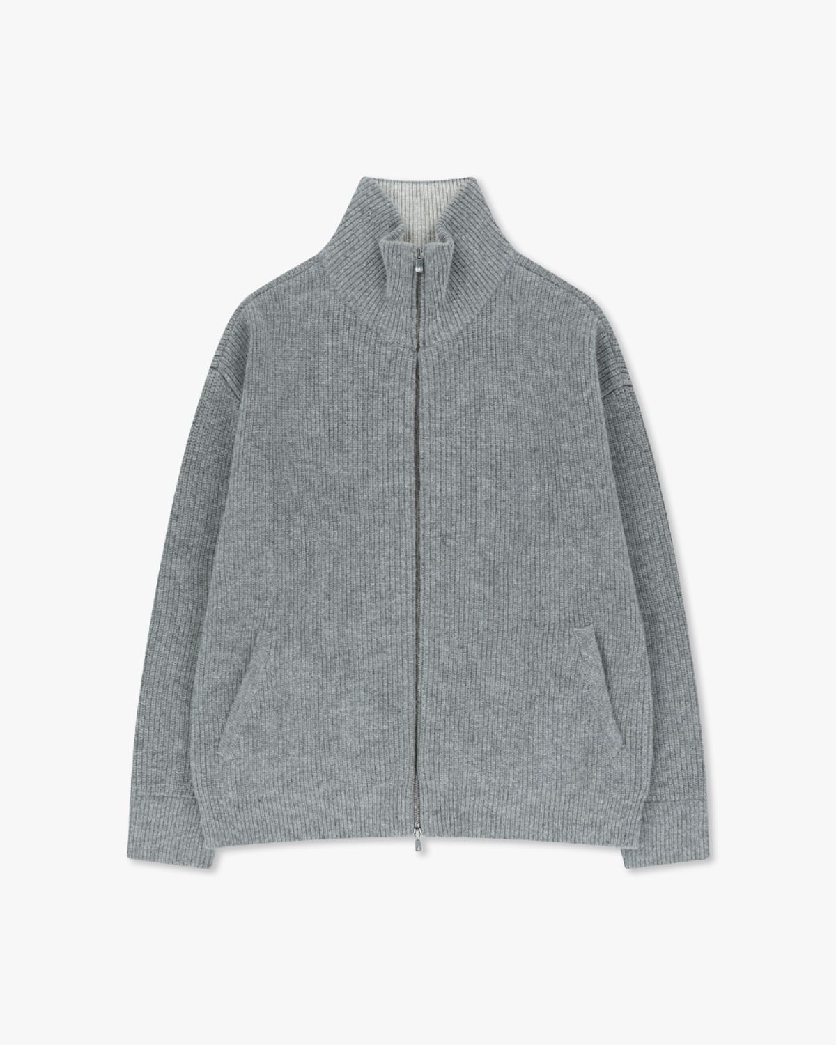 아스트레이(ASTLAY) Excella Lambswool Knit zip-up (Gray / Light Gray)
