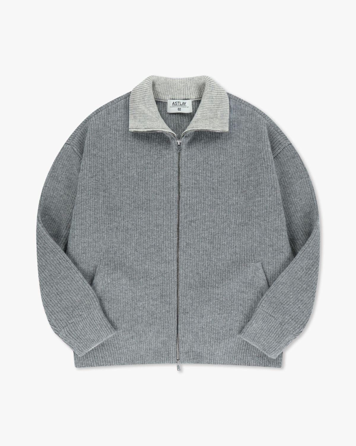 아스트레이(ASTLAY) Excella Lambswool Knit zip-up (Gray / Light Gray)
