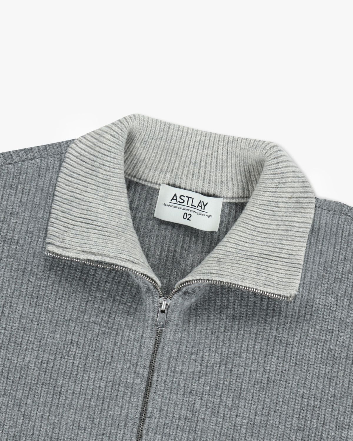 아스트레이(ASTLAY) Excella Lambswool Knit zip-up (Gray / Light Gray)