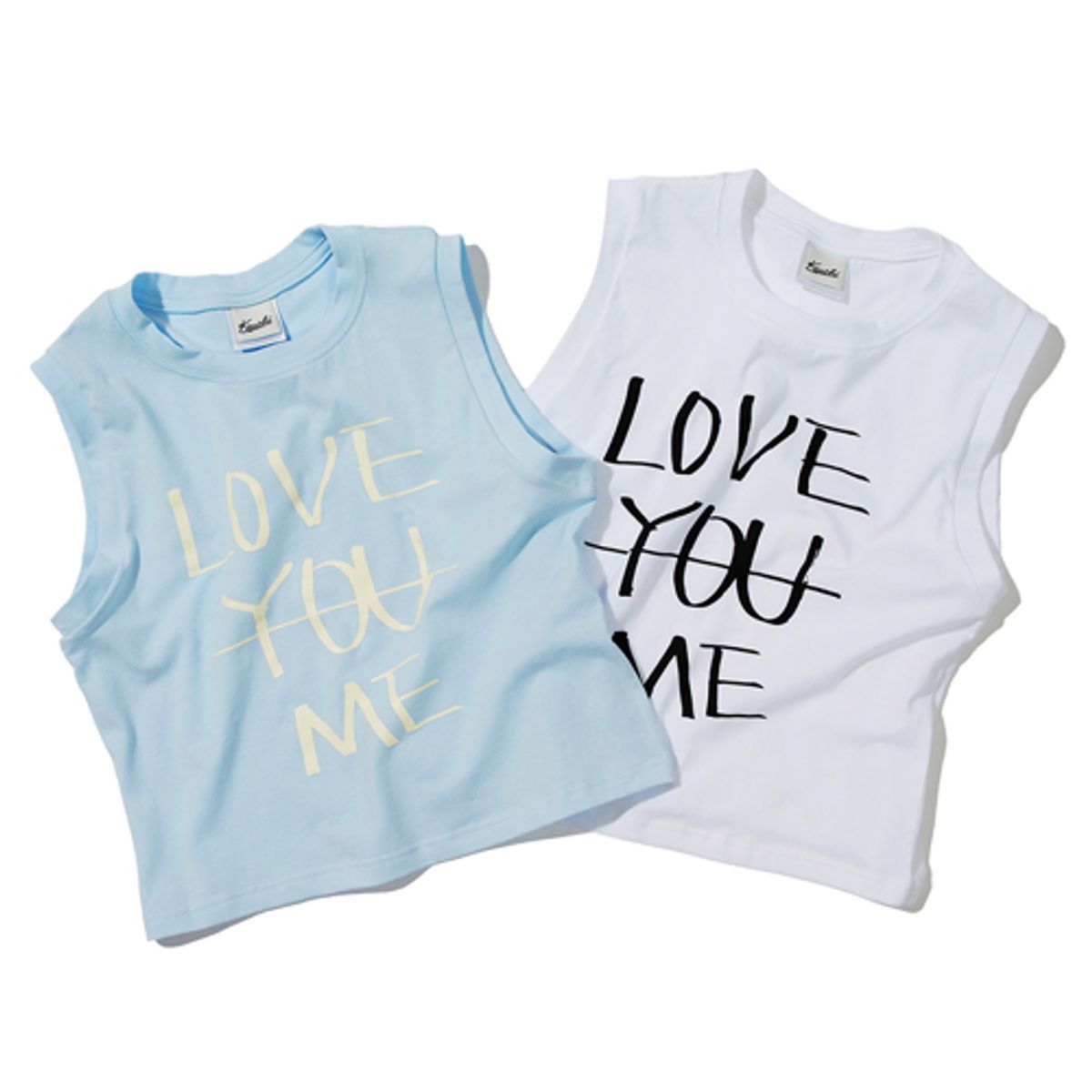 크루치(KRUCHI) LOVE ME CROP SLEEVELESS (SKY BLUE)