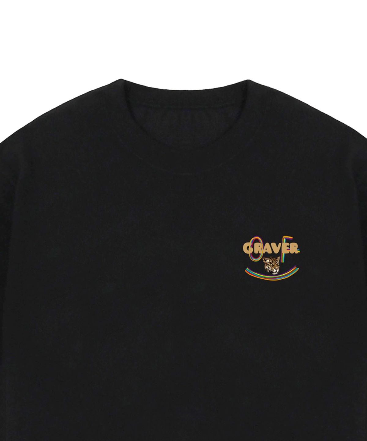 그레이버(GRAVER) [UNISEX]스몰 멀티컬러 스마일 레오파드 반팔티_블랙