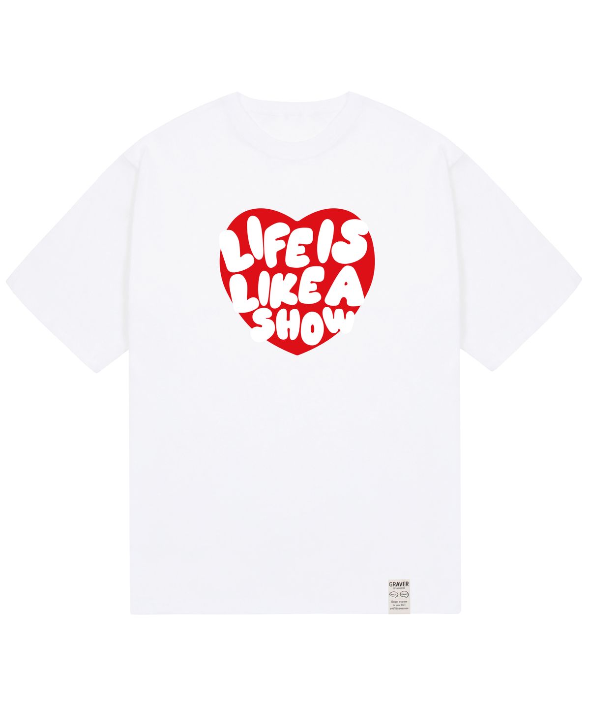 그레이버(GRAVER) [UNISEX]라이프 러브 하트 반팔티_화이트