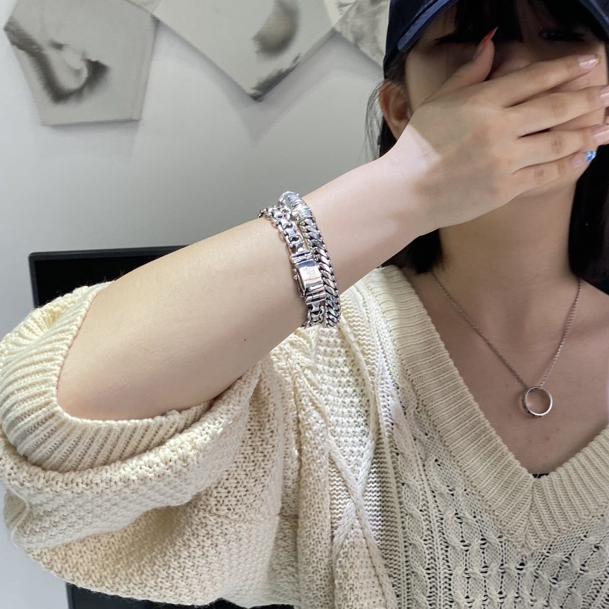 매즈믹(MEZMIC) 뉴욕 브릭 체인 925 스털링 실버 팔찌