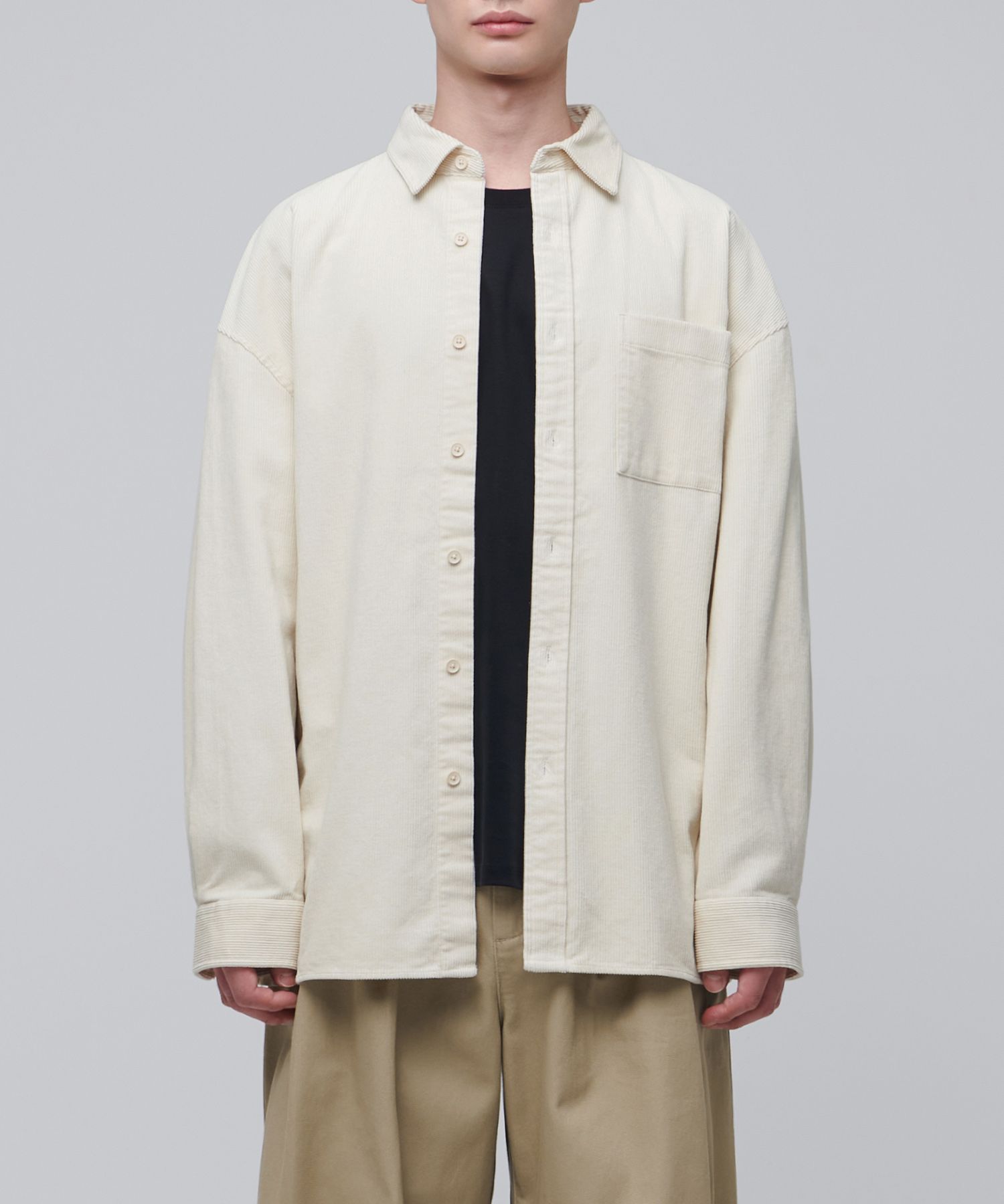 ★MUSINSA STANDARD★ Oversized corduroy shirt dark grey MMBS MUSINSA | MUSINSA STANDARD Oversized Corduroy Shirt [Dark Grey]
