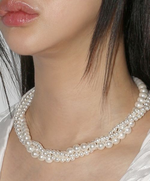 ★関税込★BLACKPURPLE★Glamorous three-line pearl necklace★ MUSINSA | BLACK PURPLE Glamorous three-line pearl necklace