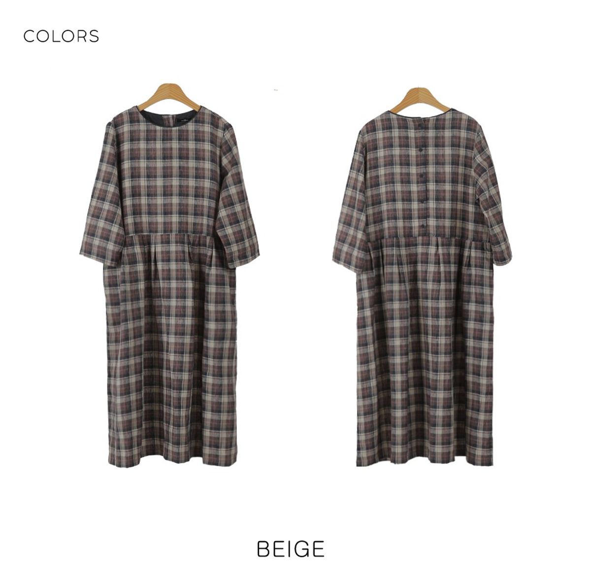 스타일바이미인(STYLEBYMIIN) 여린체크린넨원피스