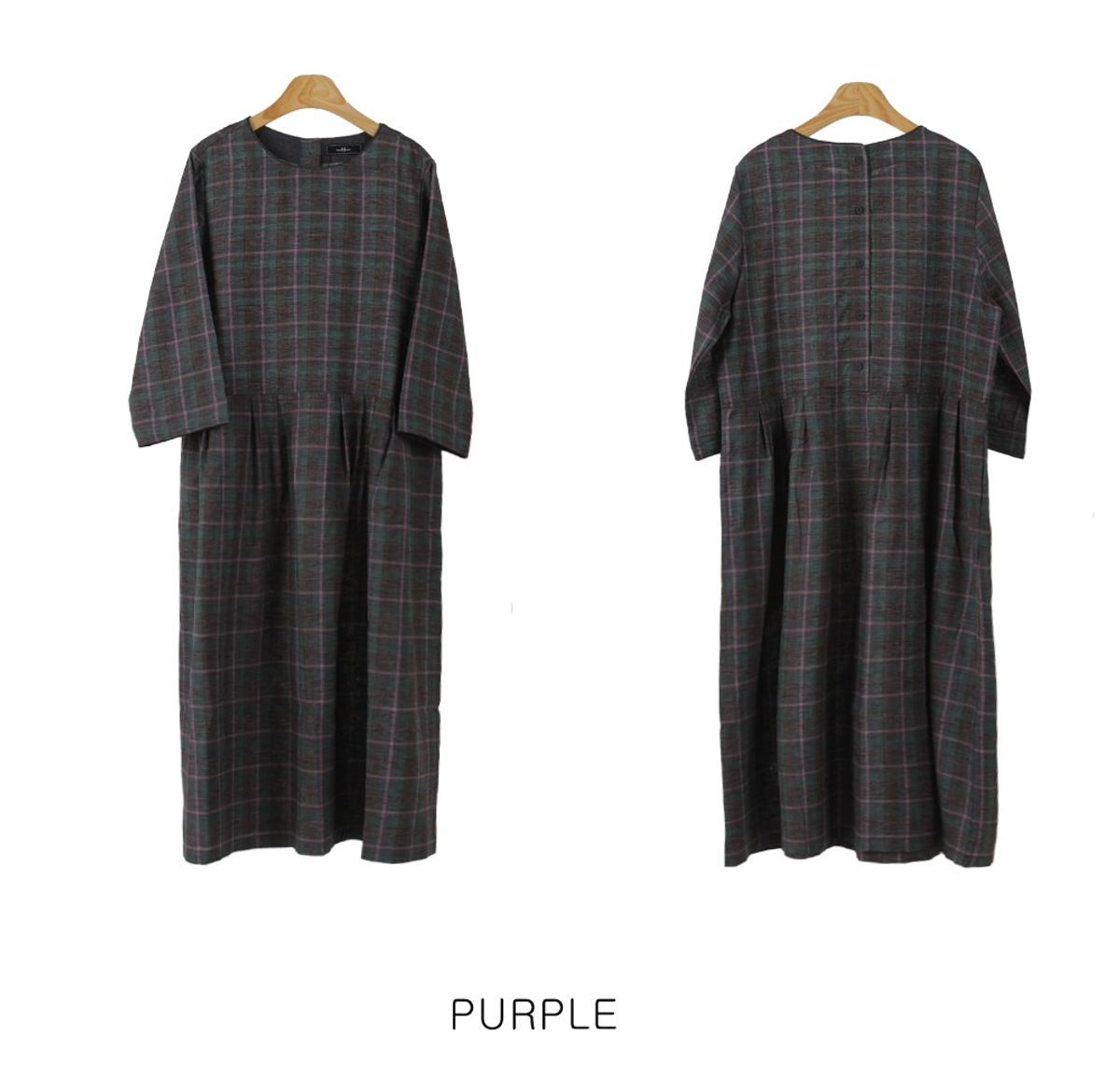 스타일바이미인(STYLEBYMIIN) 여린체크린넨원피스