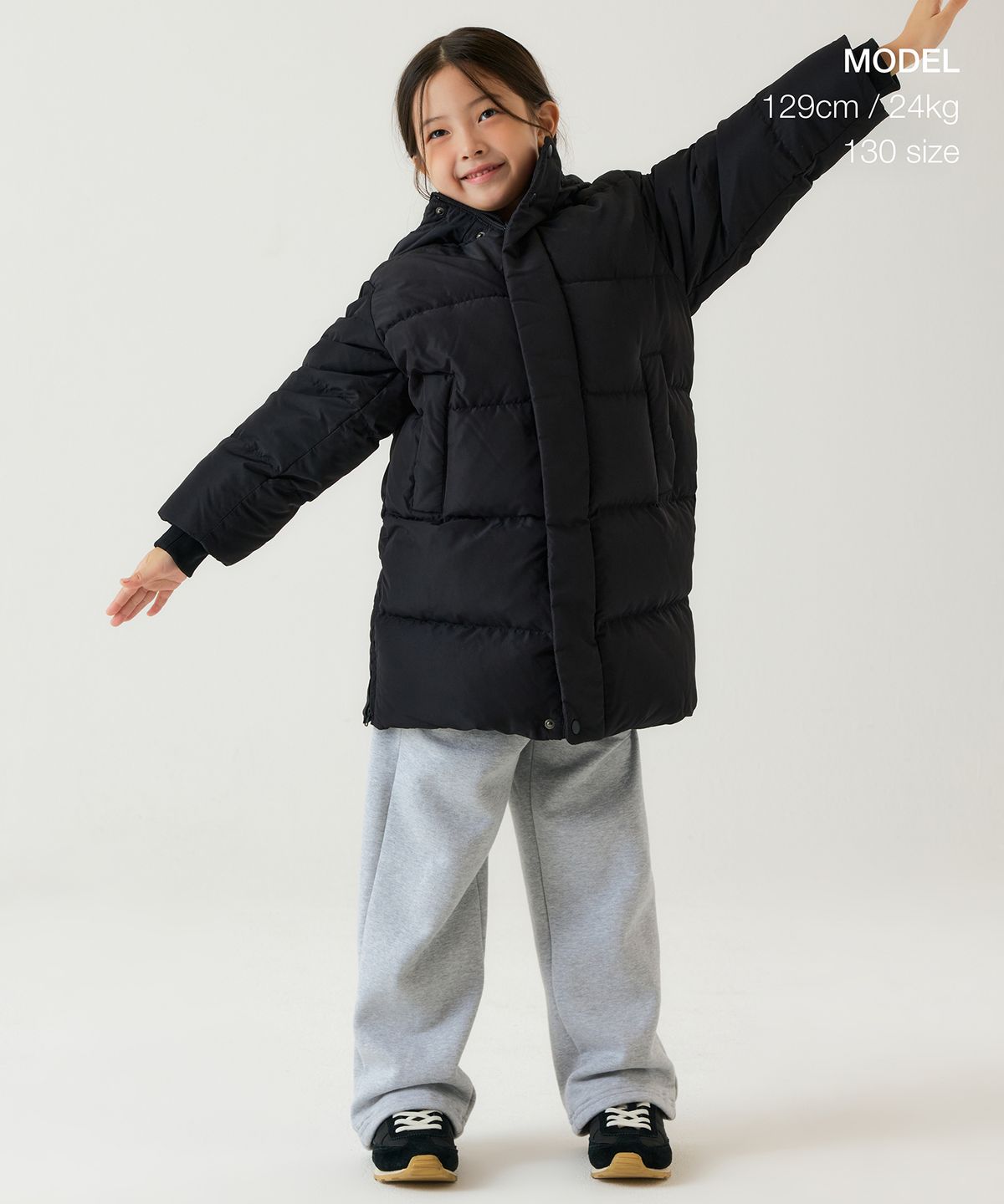 무신사 스탠다드 키즈(MUSINSA STANDARD KIDS) 롱 다운 벤치 파카 [블랙]