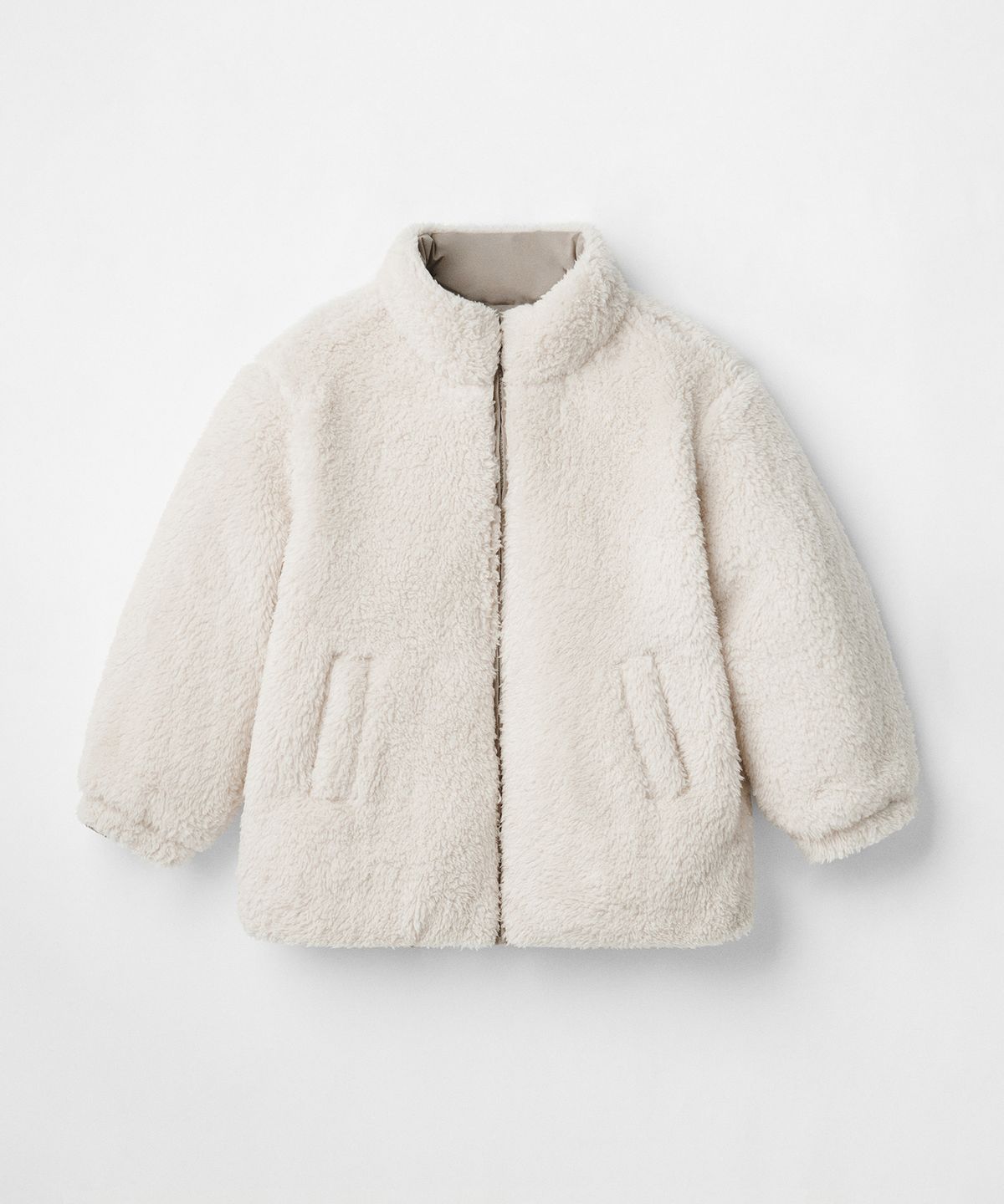 무신사 스탠다드 키즈(MUSINSA STANDARD KIDS) 데일리 푸퍼 리버서블 플리스 숏 패딩 재킷 [더스티 베이지/크림]