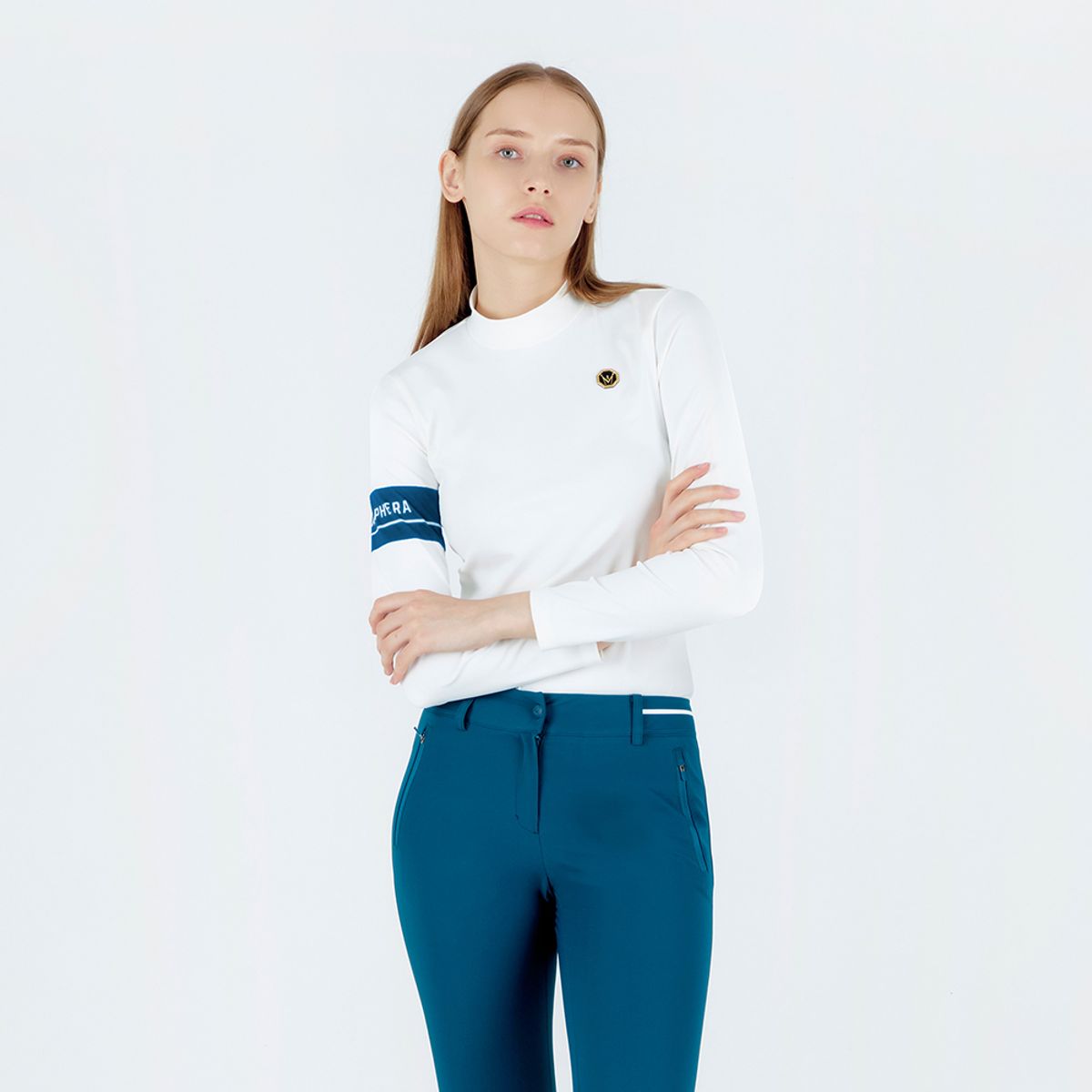 미스페라(MEASPHERA) WOMEN SLIM-FIT ARM POINT T-SHIRT WHITE