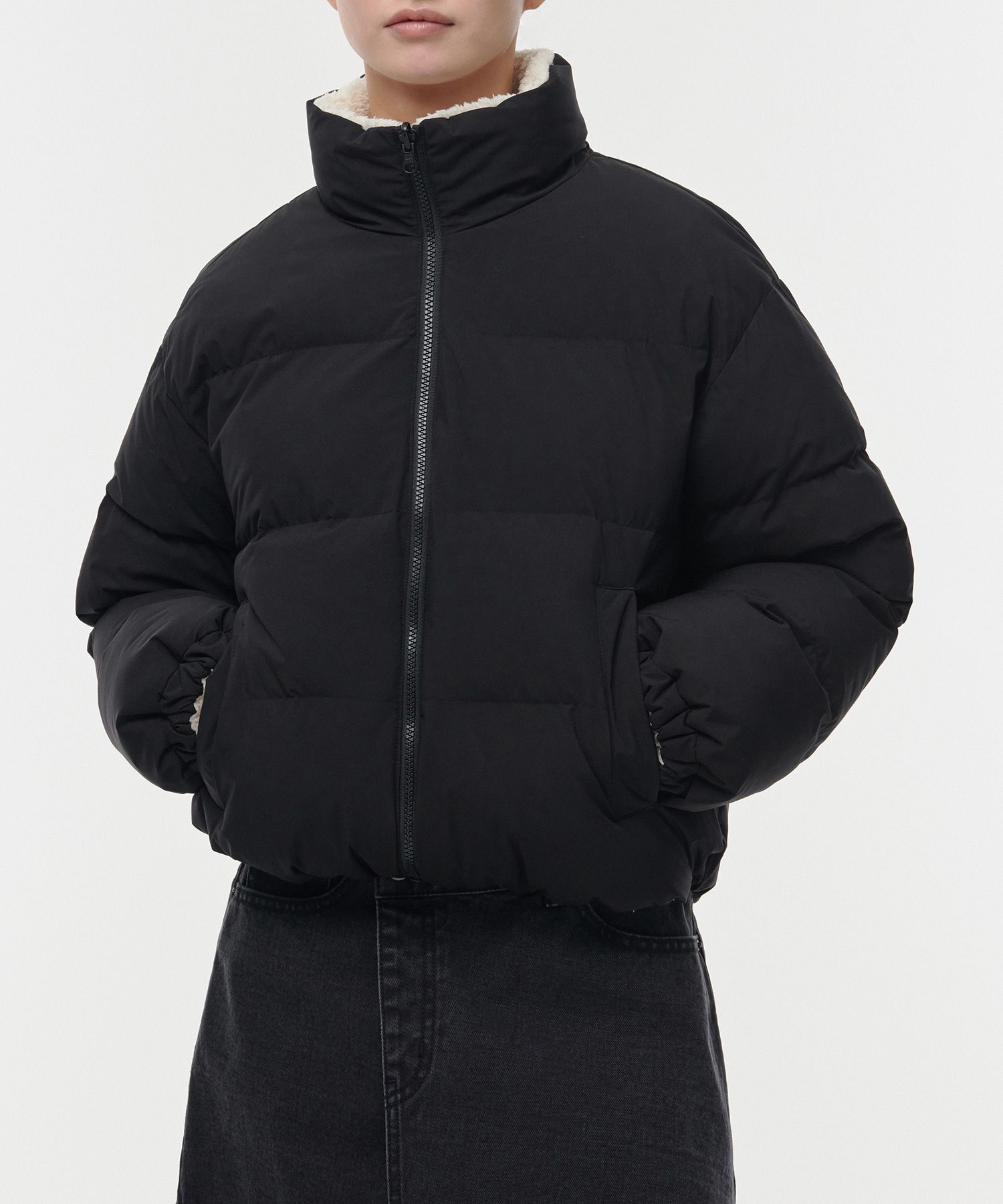 ●MUSINSA STANDARD●W REVERSIBLE FLEECE SHORT PADDING JACKET MUSINSA | MUSINSA STANDARD WOMAN Women's Daily Puffer