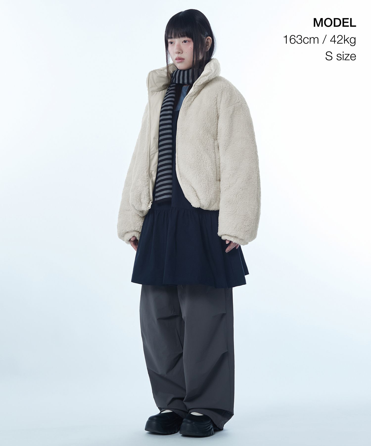 rosymonster フリース　ホワイト ロージーモンスター スカラップポケットドッキングフリースパーカー