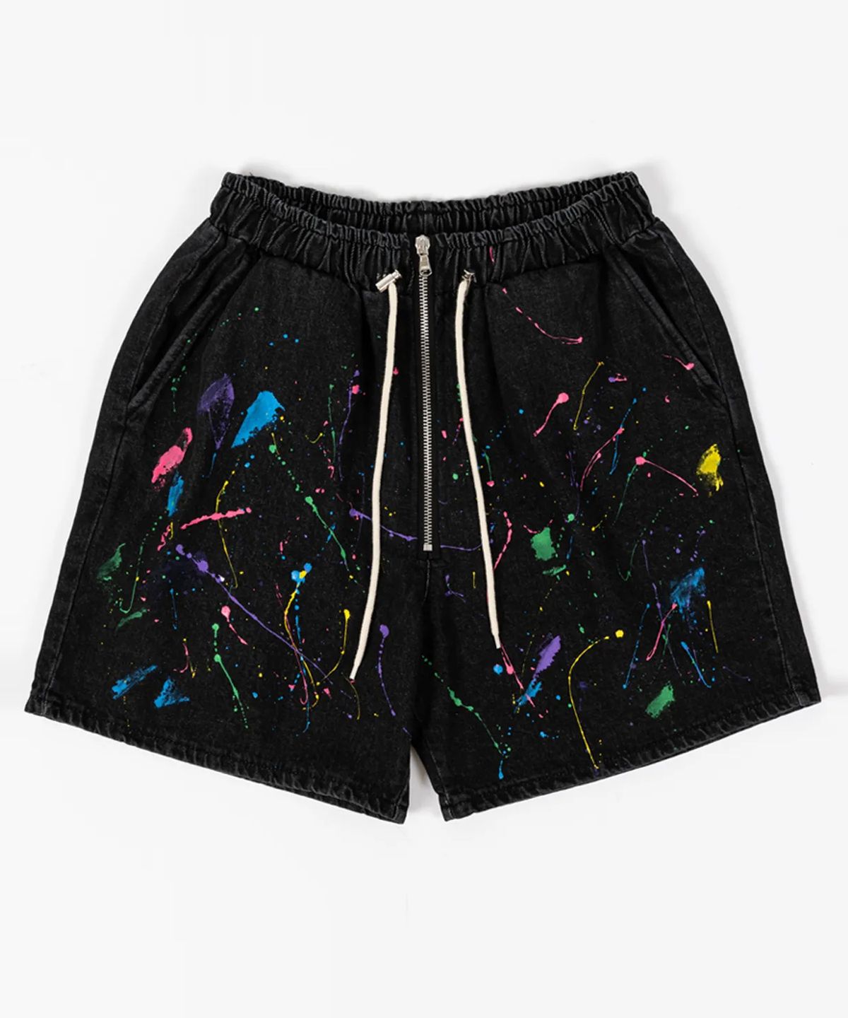 스트라이크(STRIKE) Graffiti Art Black Denim Shorts (RELAX)