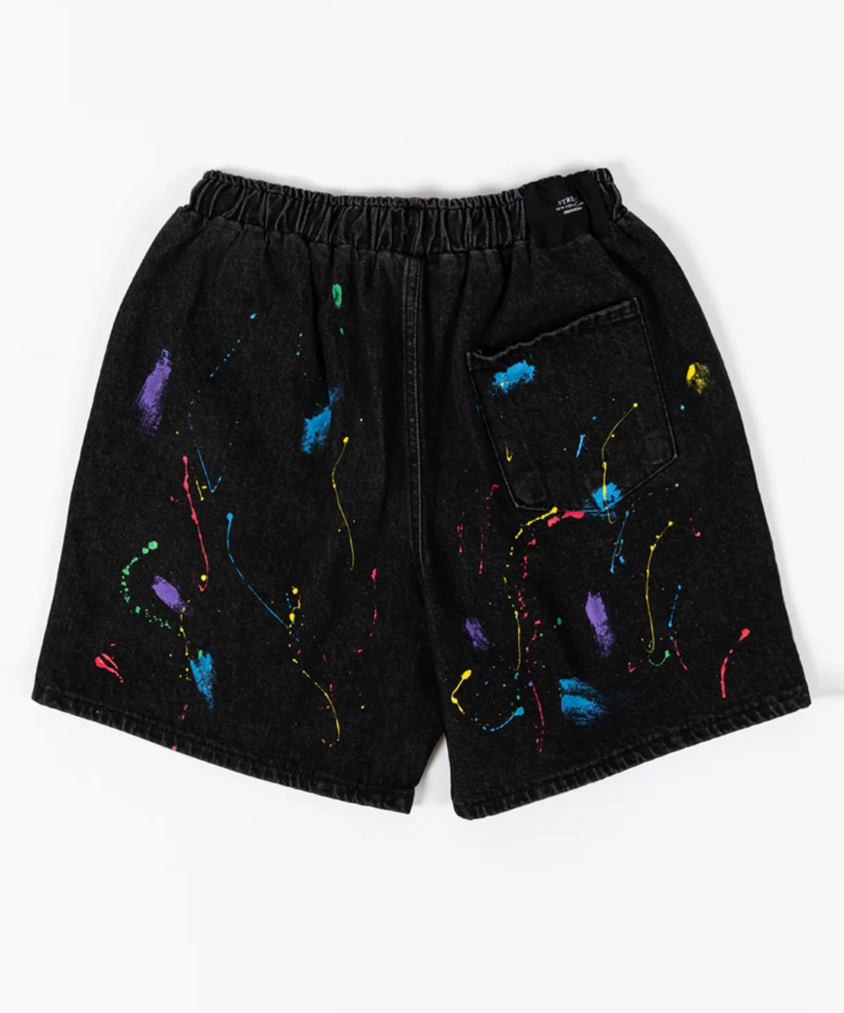 스트라이크(STRIKE) Graffiti Art Black Denim Shorts (RELAX)