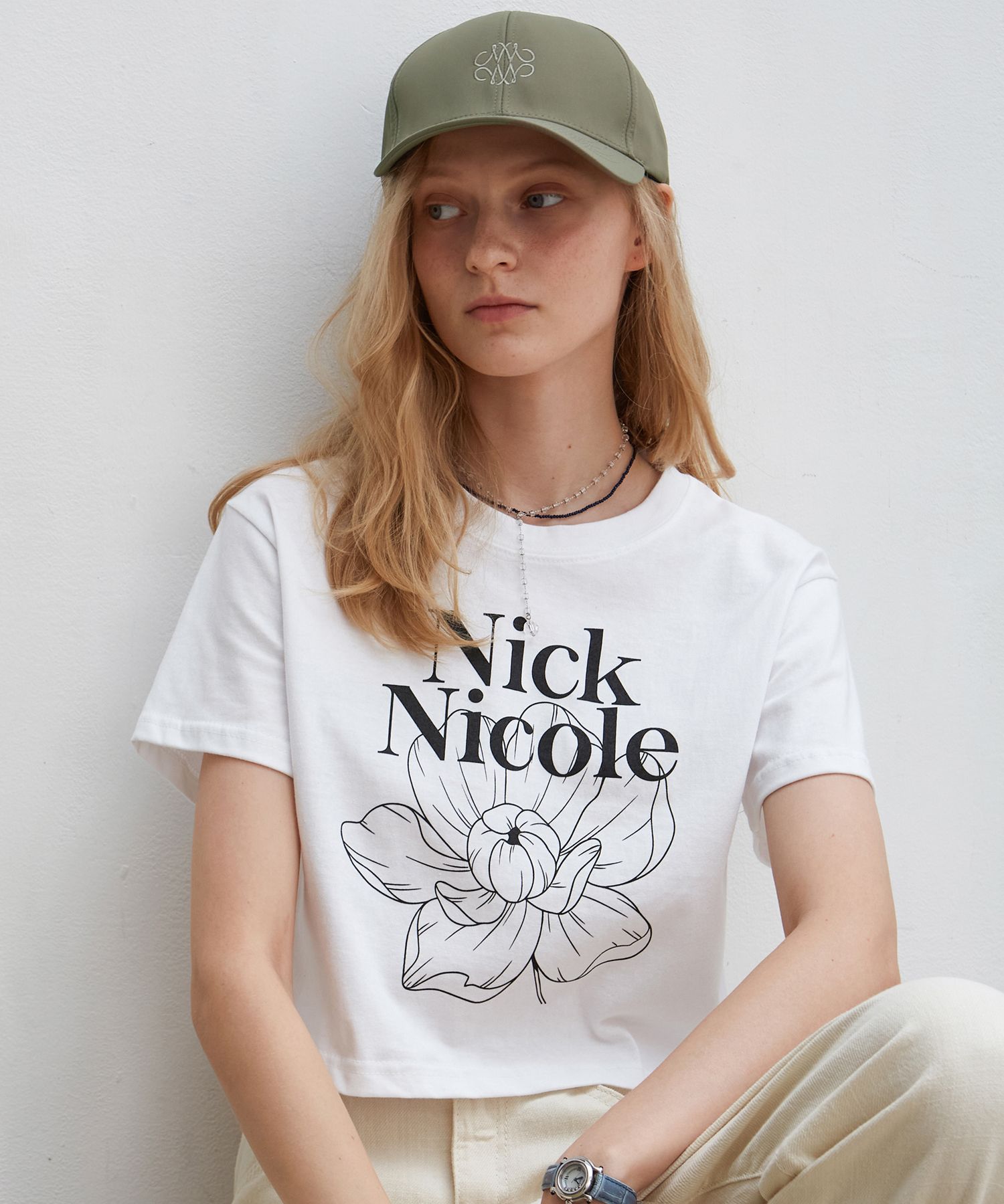 【Nick Nicole】NICOLE NARCISSUS FLOWER CROP TEE 3COLOR MUSINSA | NICK&NICOLE NICOLE NARCISSUS FLOWER CROP TEE_WHITE