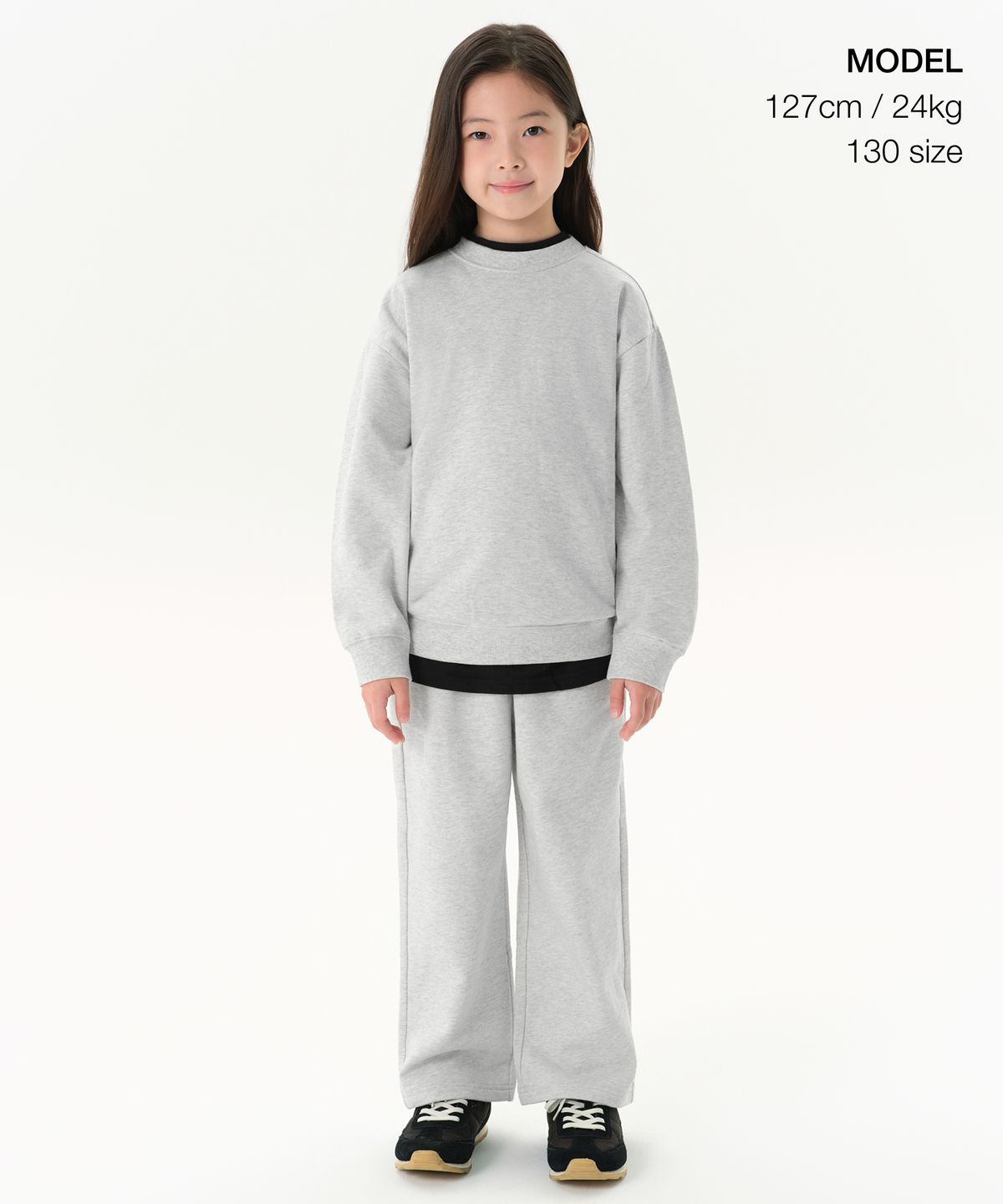 무신사 스탠다드 키즈(MUSINSA STANDARD KIDS) 라운지 스웨트 팬츠 [멜란지 라이트 그레이]