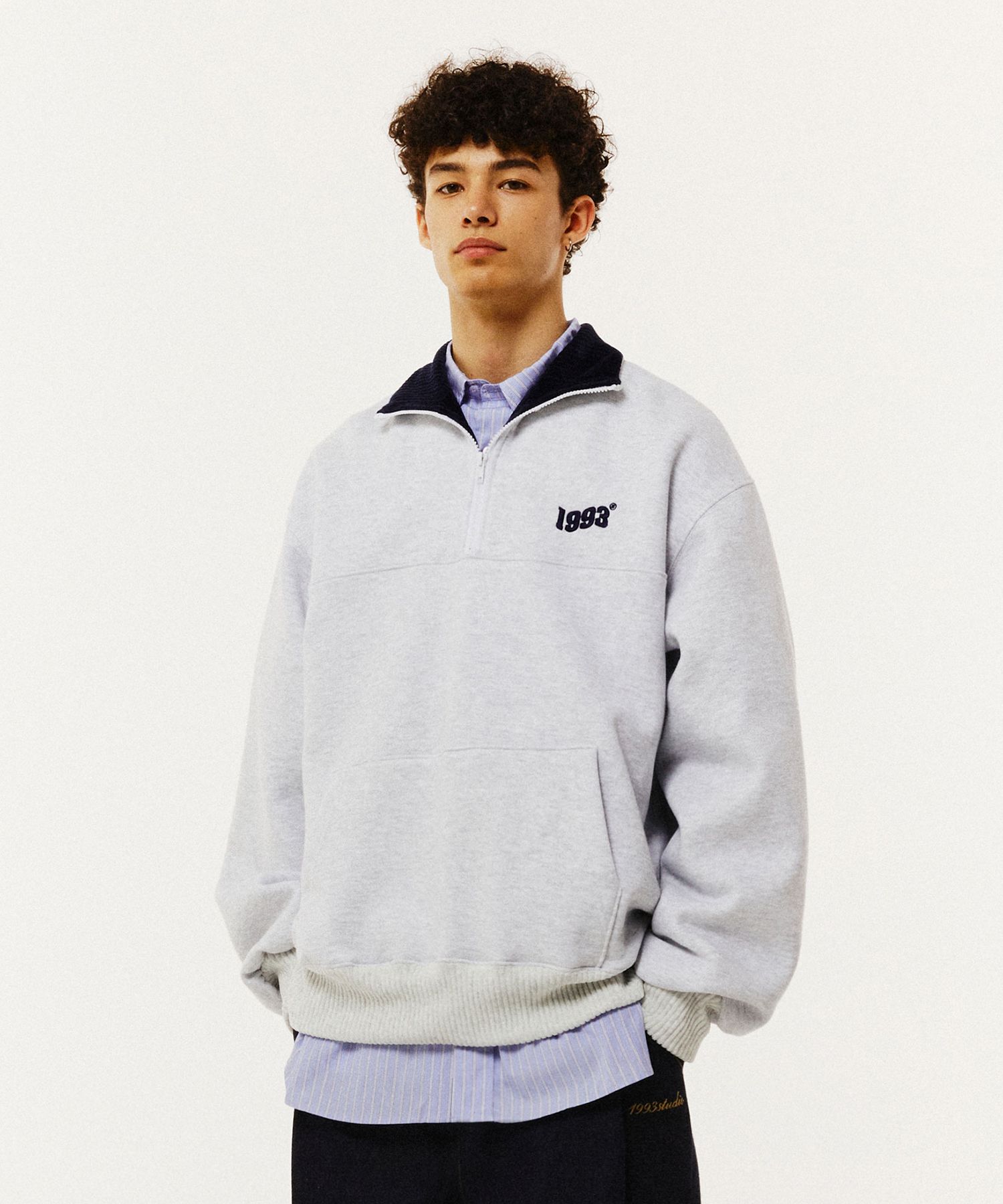 MUSINSA | 1993STUDIO Vintage Half Zip_Light Gray