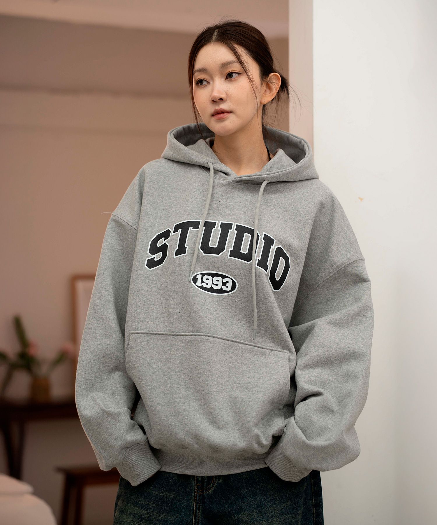 ◇1993studio◇ Studio Rugby Sweatshirt Gray MUSINSA | 1993STUDIO studio arch logo Hoodie_grey