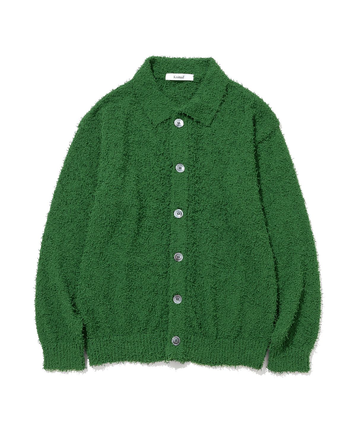 니티드(KNITTED) 테일 카라 가디건 GREEN