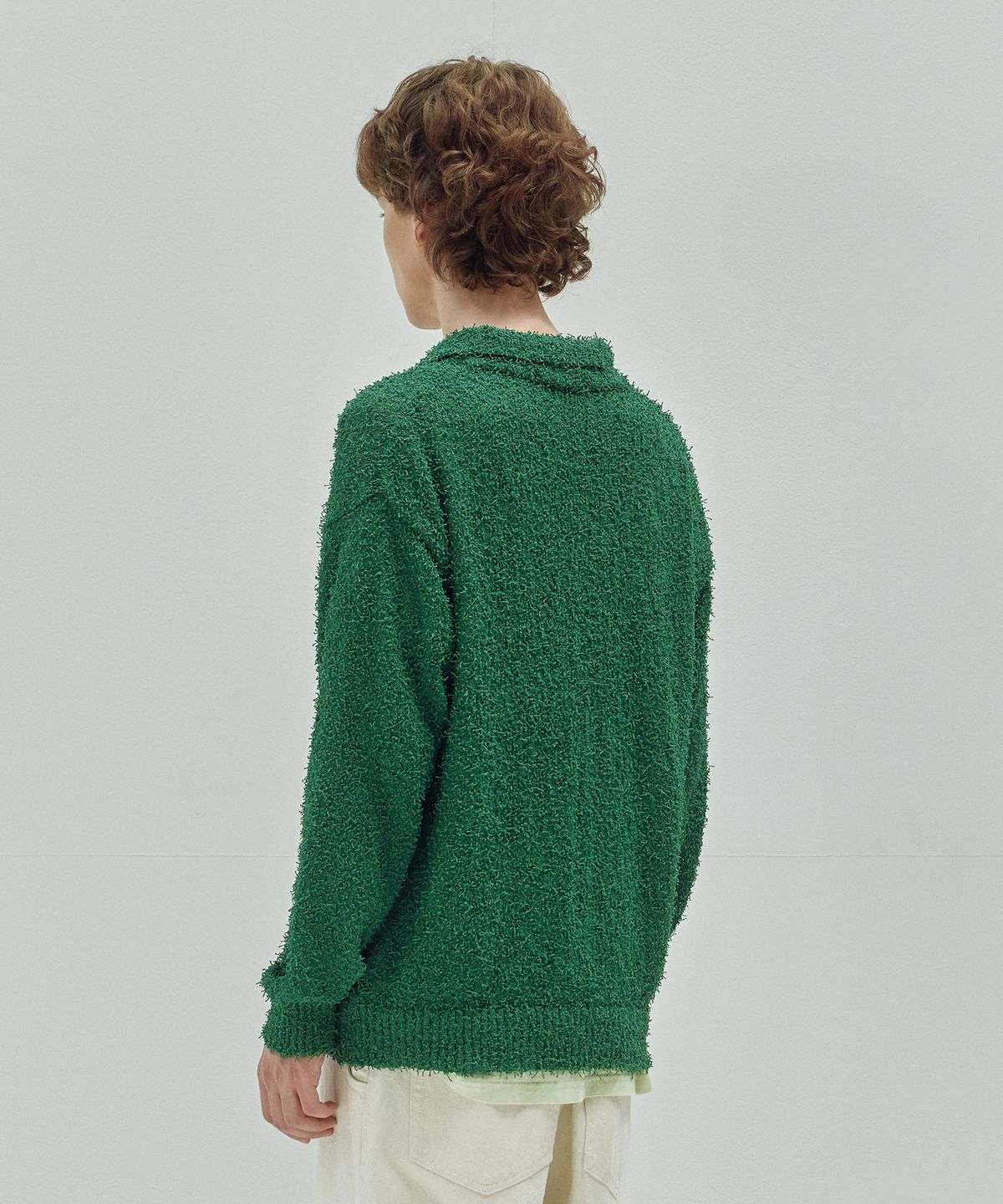 니티드(KNITTED) 테일 카라 가디건 GREEN