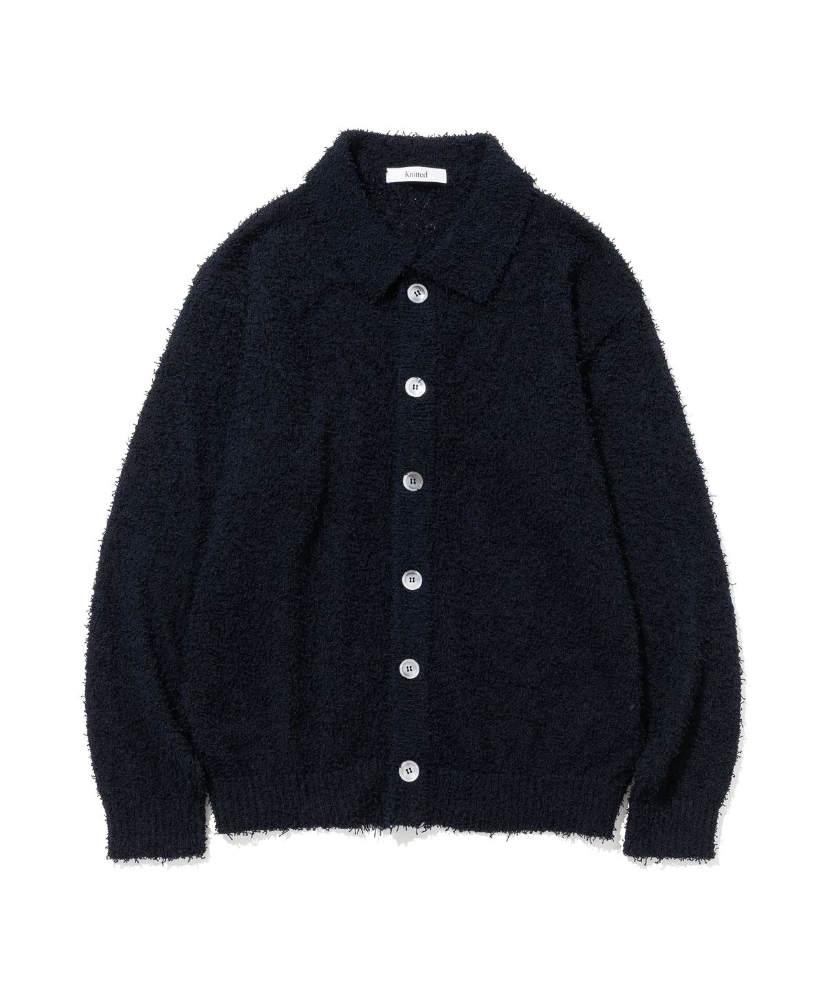 니티드(KNITTED) 테일 카라 가디건 BLACK