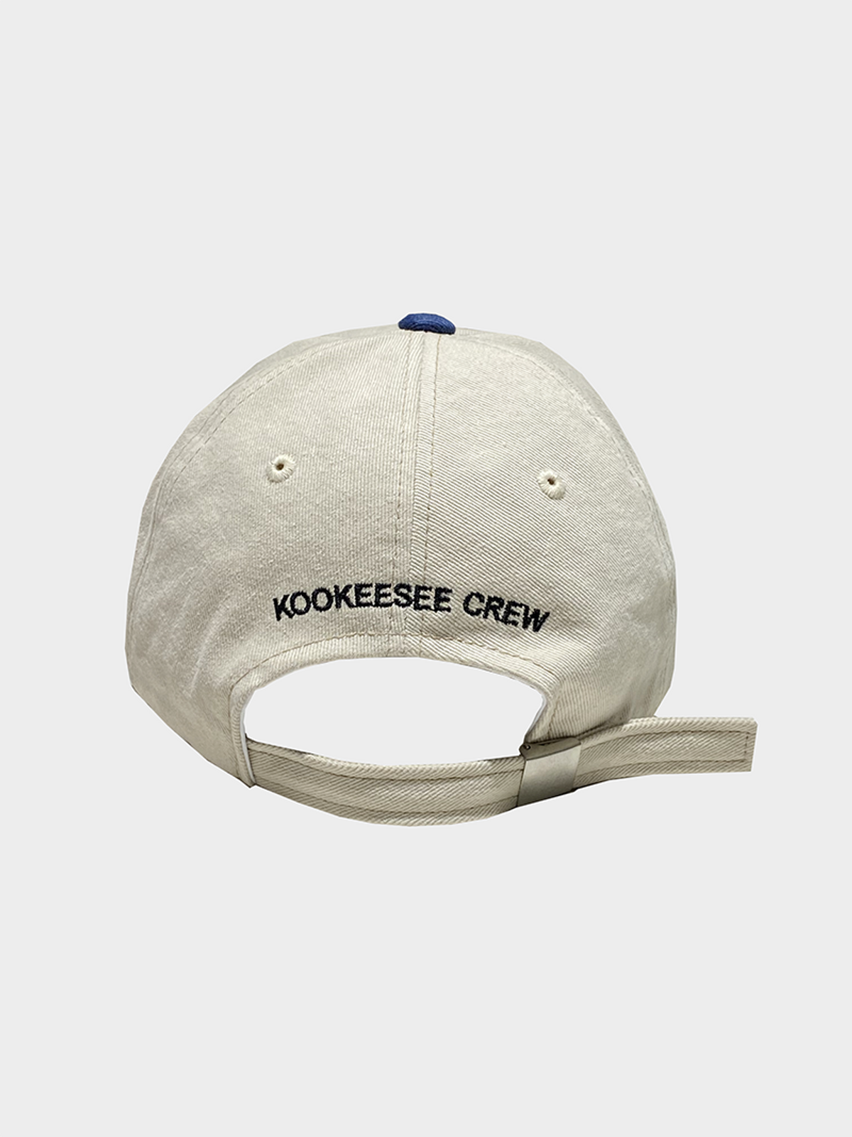 쿠키시(KOOKEESEE) 투톤배색 빈티지 워싱 자수 볼캡  (연베이지/네이비)