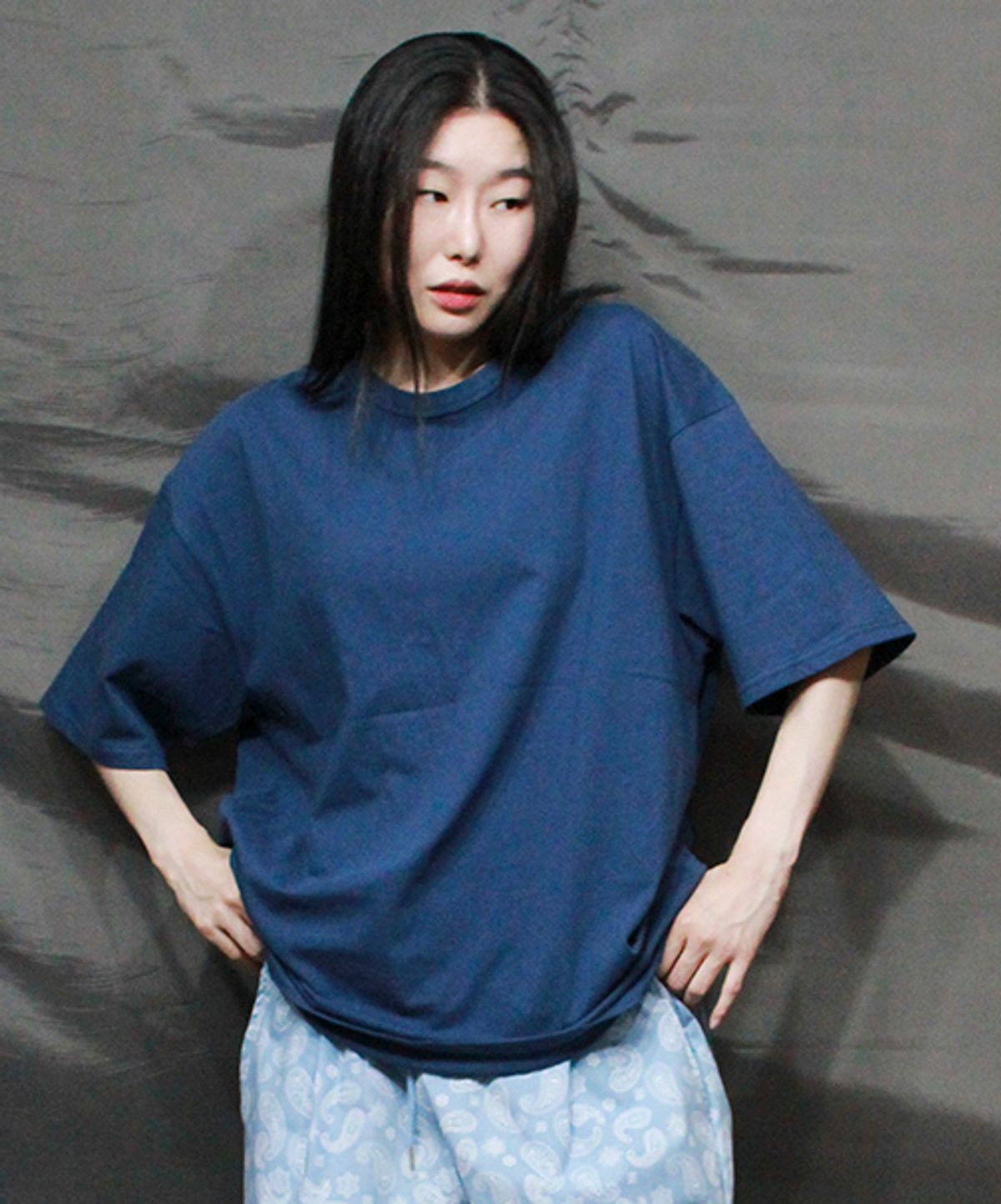 드마크(DEMARC) 박스핏 무지 반팔 티셔츠 딥 블루