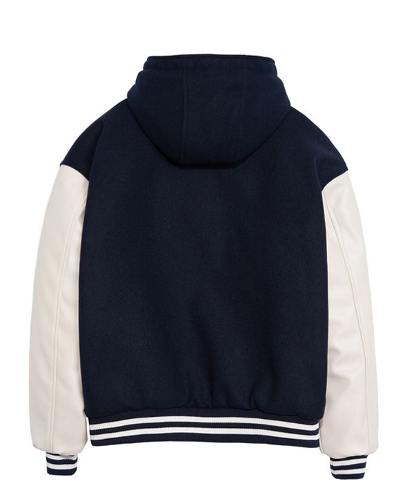 MUSINSA | VETEZE String Hoodie Varsity Jacket (Navy)