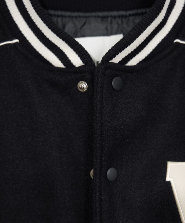 MUSINSA | VETEZE V Logo Lining Varsity Jacket (Black)