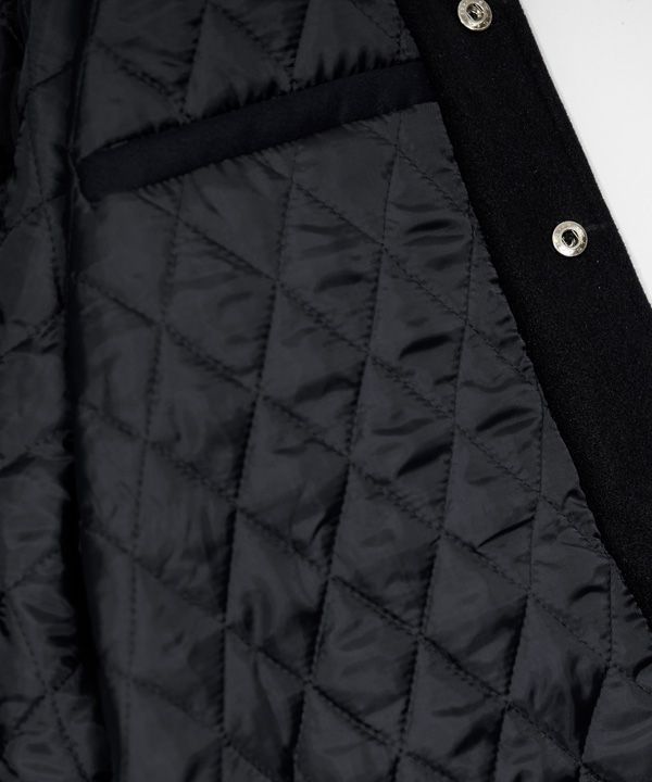 MUSINSA | VETEZE V Logo Lining Varsity Jacket (Black)