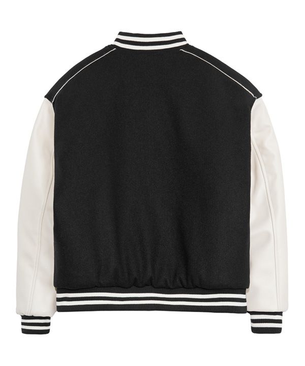 MUSINSA | VETEZE V Logo Lining Varsity Jacket (Black)