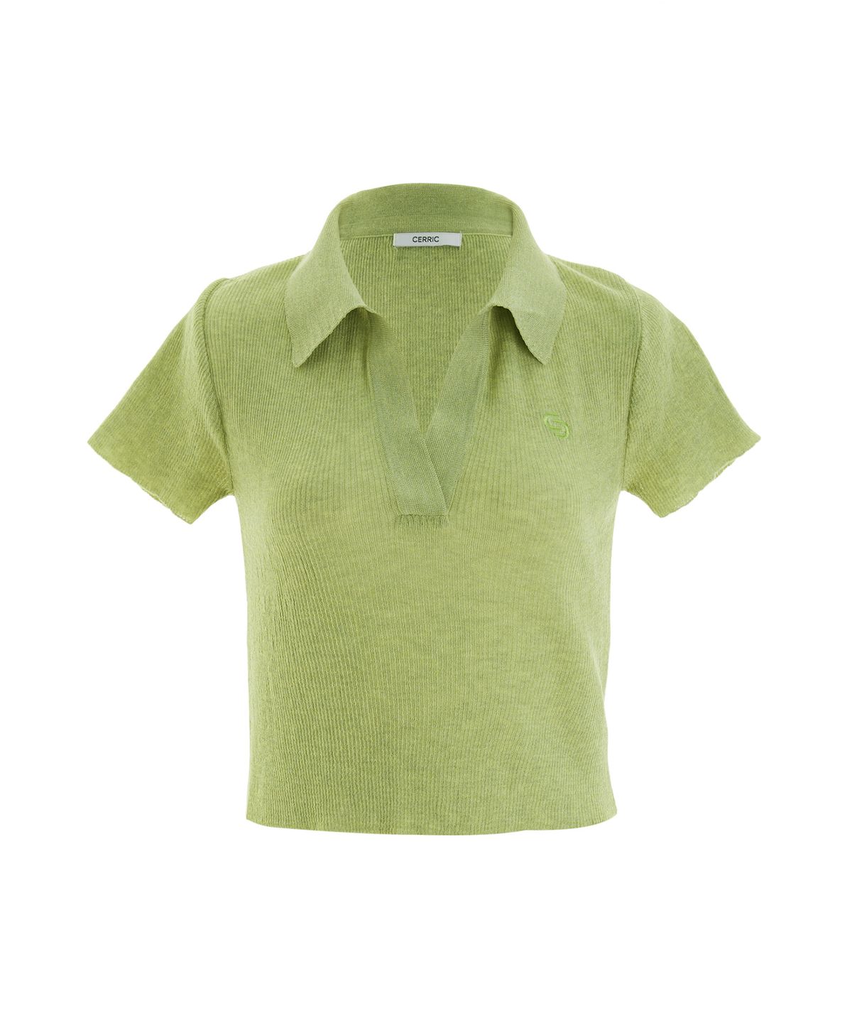 세릭(CERRIC) OPEN COLLAR LOGO KNIT / GREEN