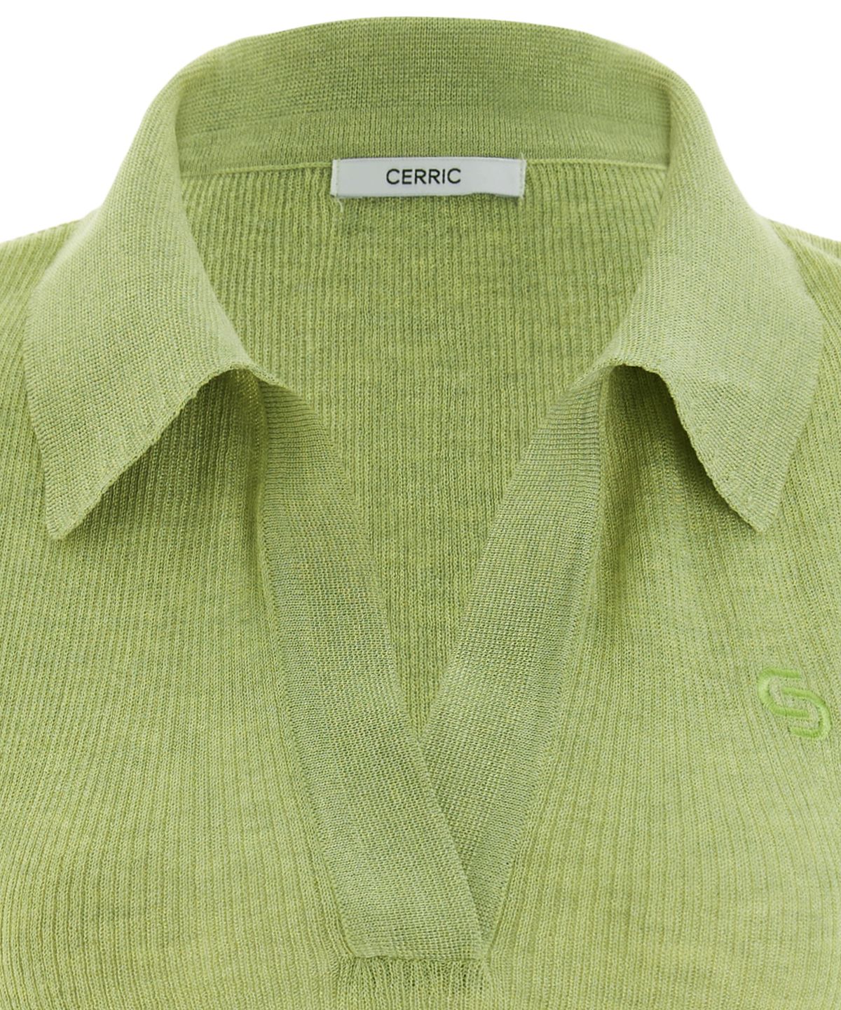 세릭(CERRIC) OPEN COLLAR LOGO KNIT / GREEN