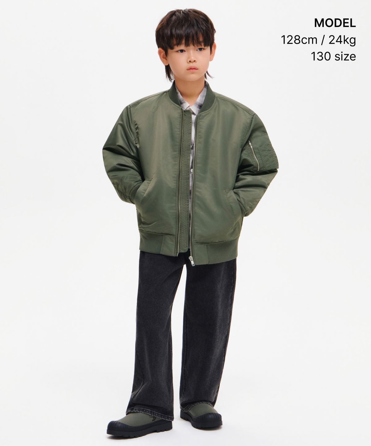 무신사 스탠다드 키즈(MUSINSA STANDARD KIDS) 와이드 데님 팬츠 [워시드 블랙]