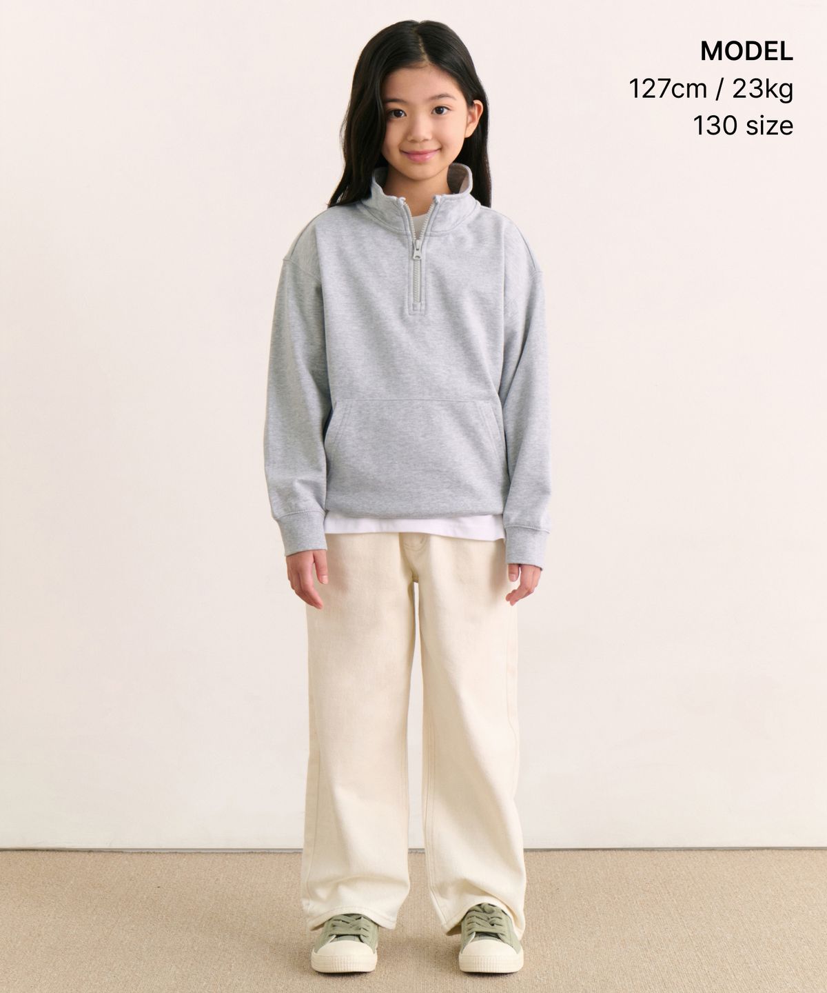 무신사 스탠다드 키즈(MUSINSA STANDARD KIDS) 와이드 데님 팬츠 [크림]