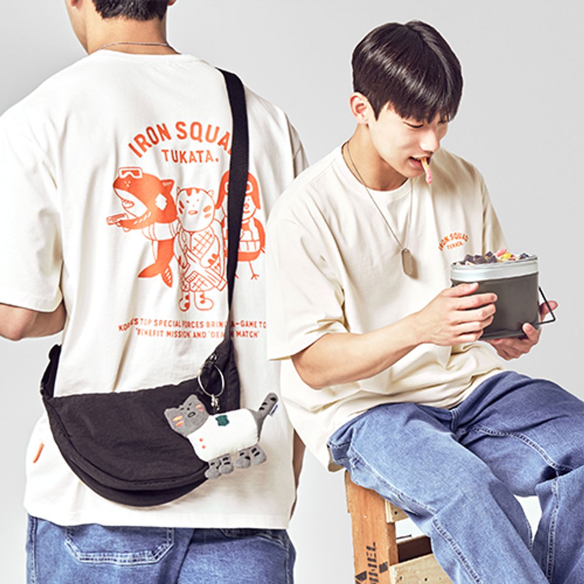 비토우(BE.T.OW) 강철 패밀리 반팔 티셔츠