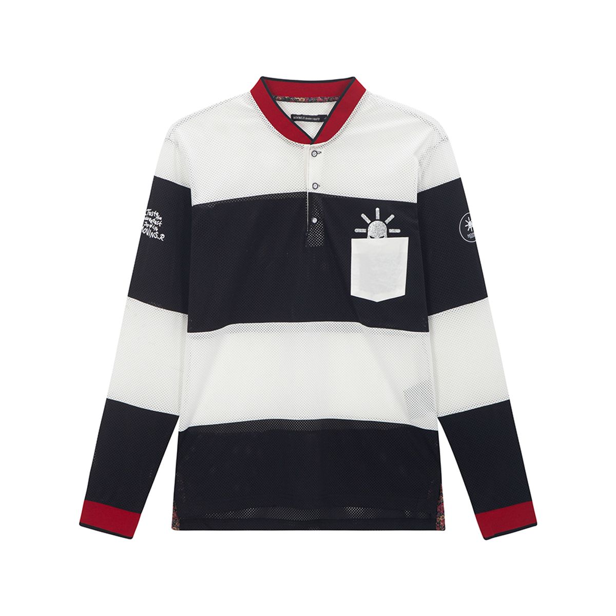 모빈스알(MOVINS.R) VERANO(여름) MESH HENLYNECK TOP BLACK/WHITE