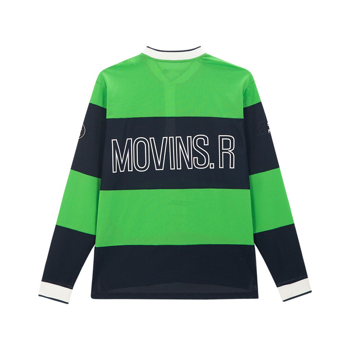 모빈스알(MOVINS.R) VERANO(여름) MESH HENLYNECK TOP GREEN/NAVY
