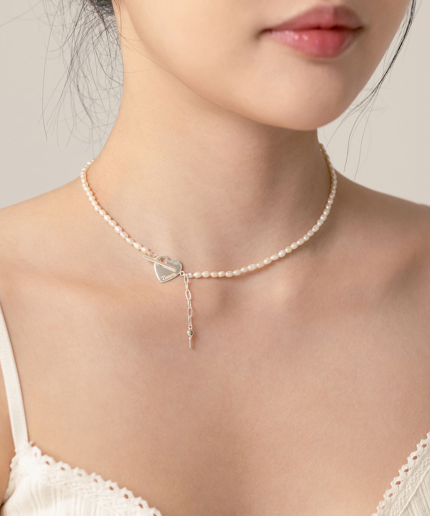 【TATIANA】Heart Toggle Key Point Pearl Necklace 韓国発 Designer fashion, Seoul-fully created | W Concept