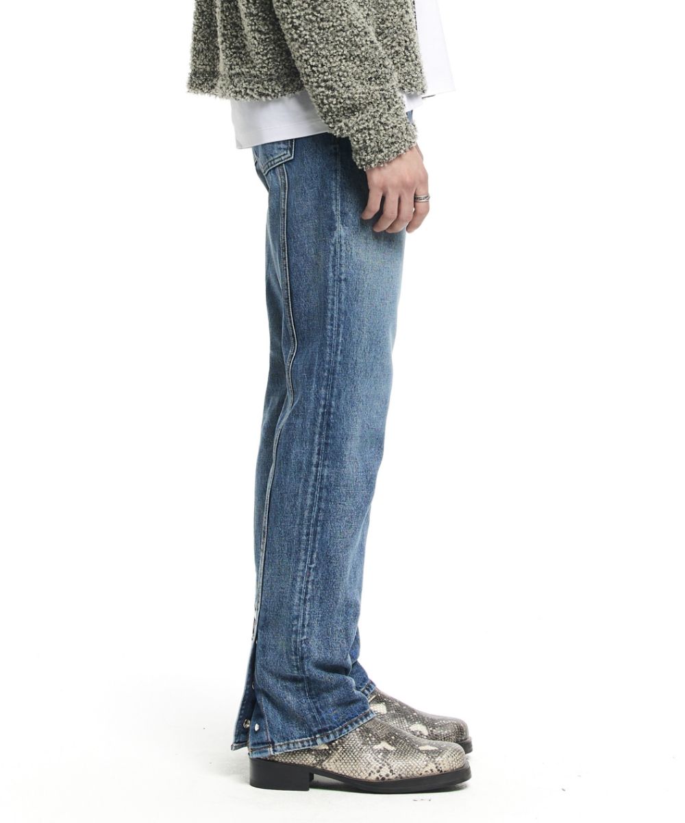 MUSINSA | MAISON MINED SNAP BACK SLIT STRAIGHT JEAN INDIGO