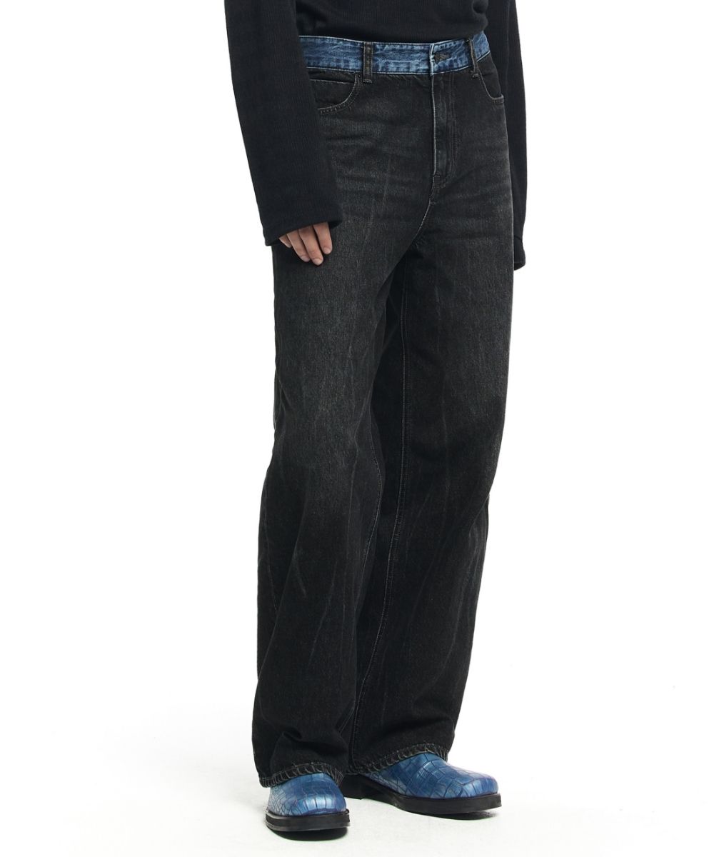 【MAISON MINED】22FW★ WAIST GAP CRACK LAZER WIDE DENIM PT MUSINSA | MAISON MINED WAIST GAP CRACK LAZER WIDE DENIM