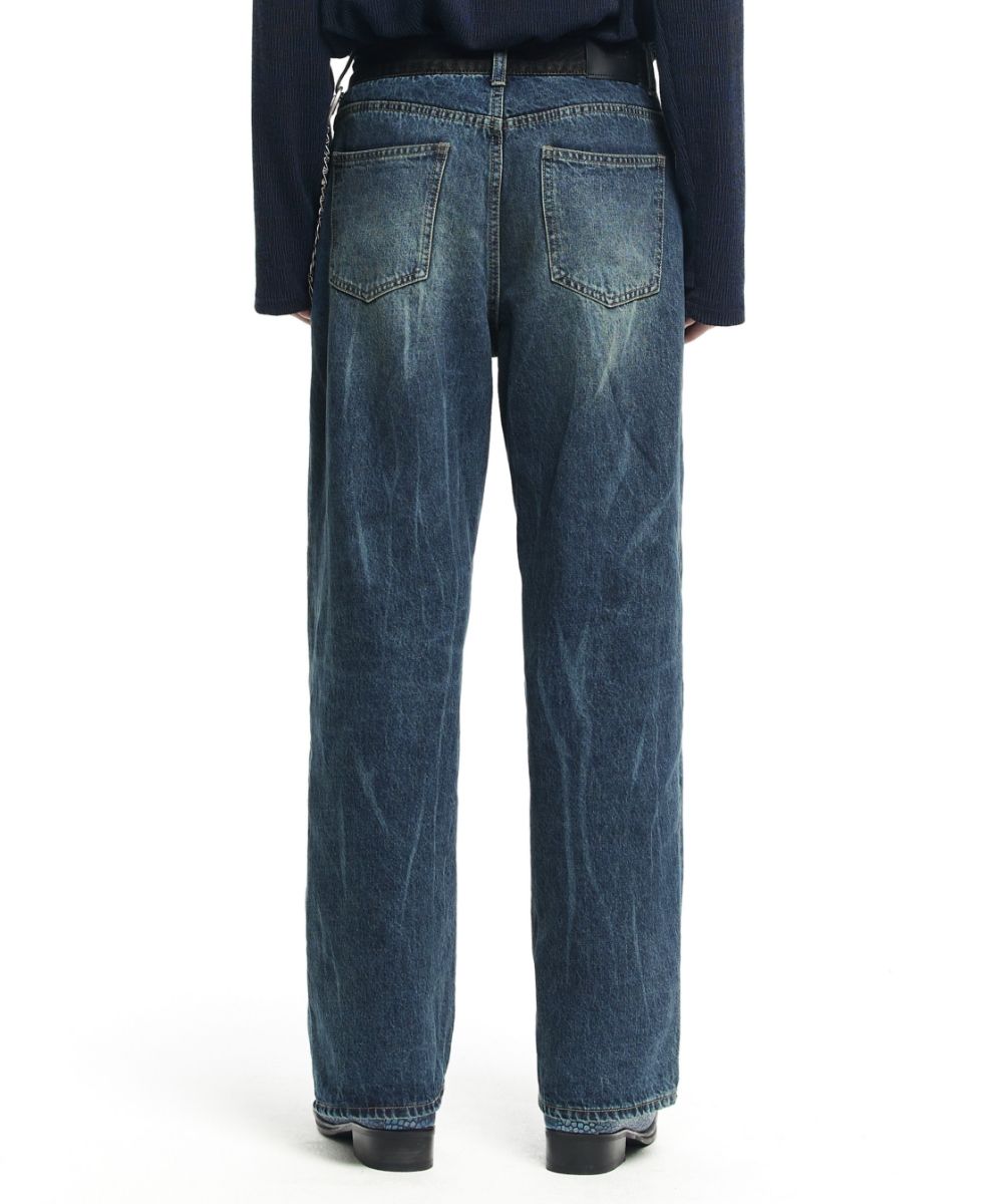 MUSINSA | MAISON MINED WAIST GAP CRACK LAZER WIDE DENIM